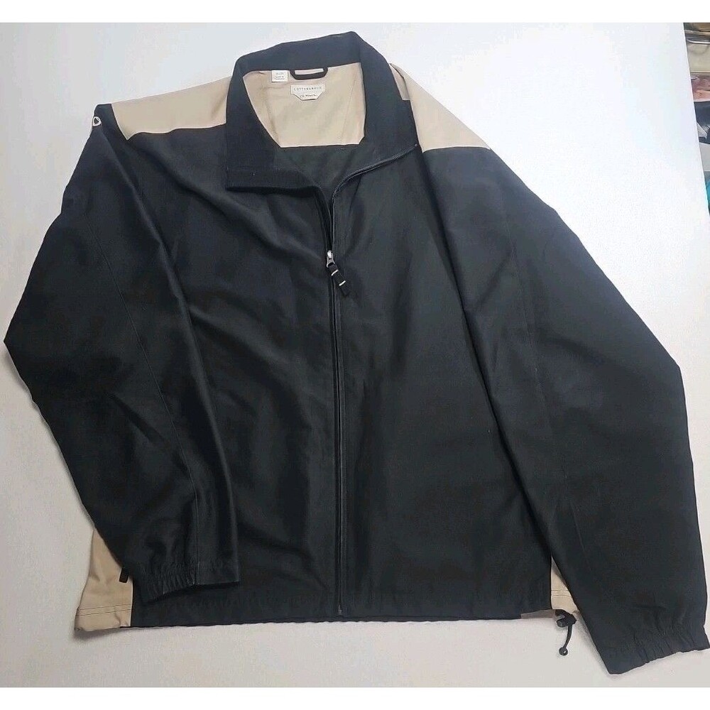 Cutter & Buck Black/Tan Jacket CB WindTec. Men's Size XL. Outside Zip Pockets